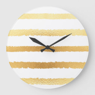 Gold foil, vintage seamless pattern. large clock