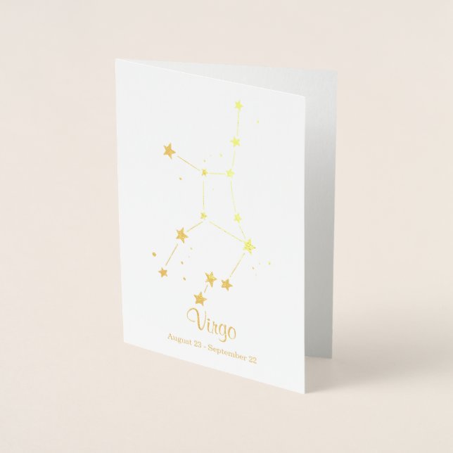 Gold Foil VIRGO Zodiac Sign Constellation Card (Front)