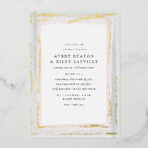 Gold Foil Watercolor Border Wedding Invitation Foi