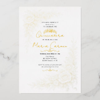Gold foil watercolor Floral Quinceanera tiara