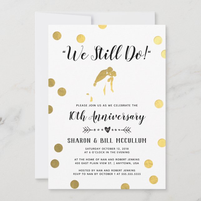 Gold Foil We Still Do | 10th Wedding Anniversary Invitation (Front)
