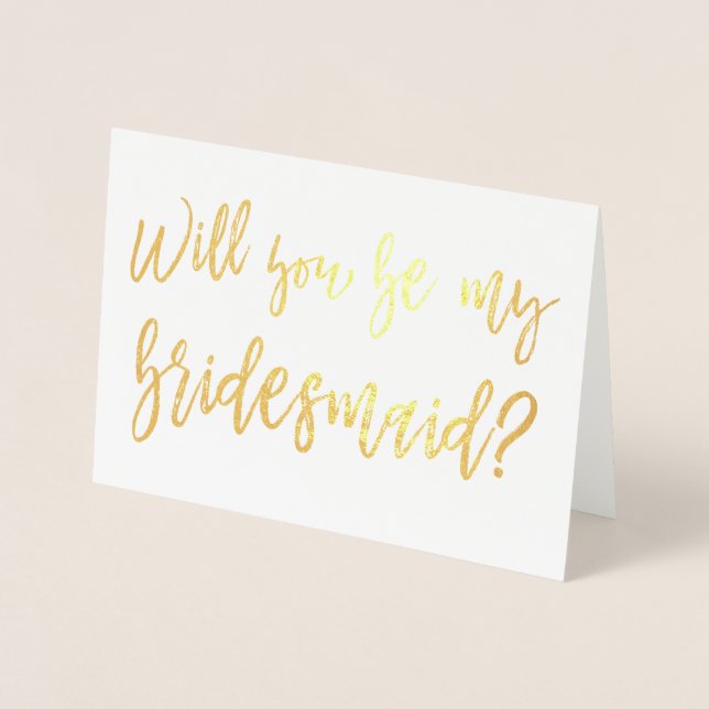 Gold Foil Wedding Bridesmaid Foil Card (Front)