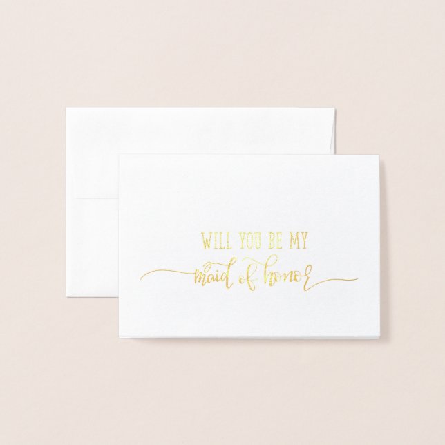 Gold Foil Wedding Card Maid of Honour Card (Front With Envelope)