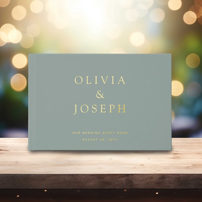 Gold Foil Wedding Custom Sage Green Guest Book (Creator Uploaded)