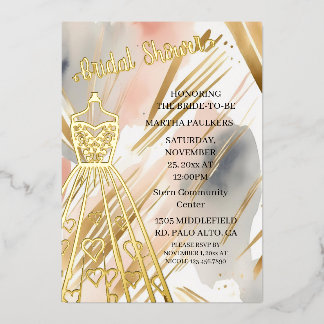Gold Foil Wedding Dress Bridal Shower