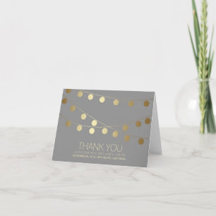 Gold Foil Wedding Lights Thank You Card
