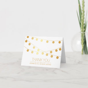 Gold Foil Wedding Lights Thank You Card