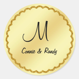 Gold Foil Wedding Monogram Sticker