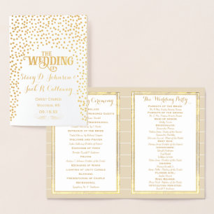 Gold Foil WEDDING PROGRAM Confetti Typography