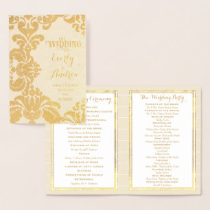 Gold Foil WEDDING PROGRAM Large Damask