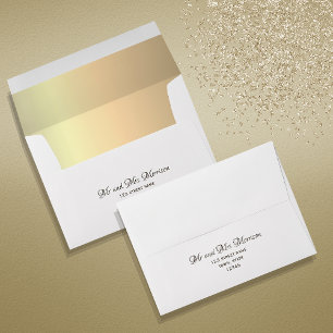 Gold Foil Wedding Return Address Envelope