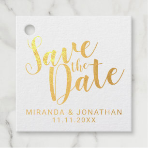 Gold Foil Wedding Save the Date Favour Tags
