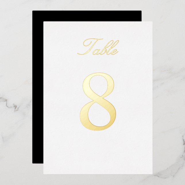 Gold Foil Wedding Table Number Custom Colour (Front/Back)