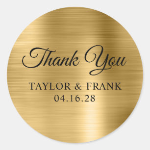 Gold Foil Wedding Thank You Classic Round Sticker
