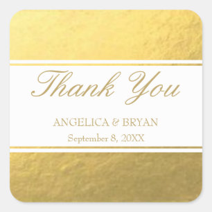 Gold Foil Wedding Thank You Sticker