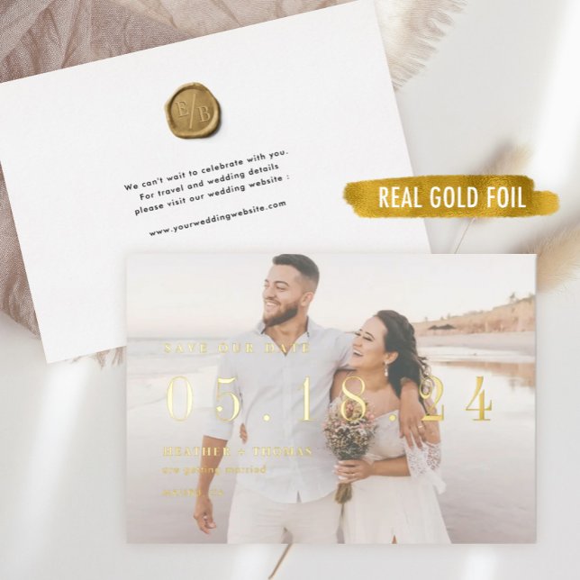 Gold Foil Wedding Unique Modern Save Our Date (Creator Uploaded)