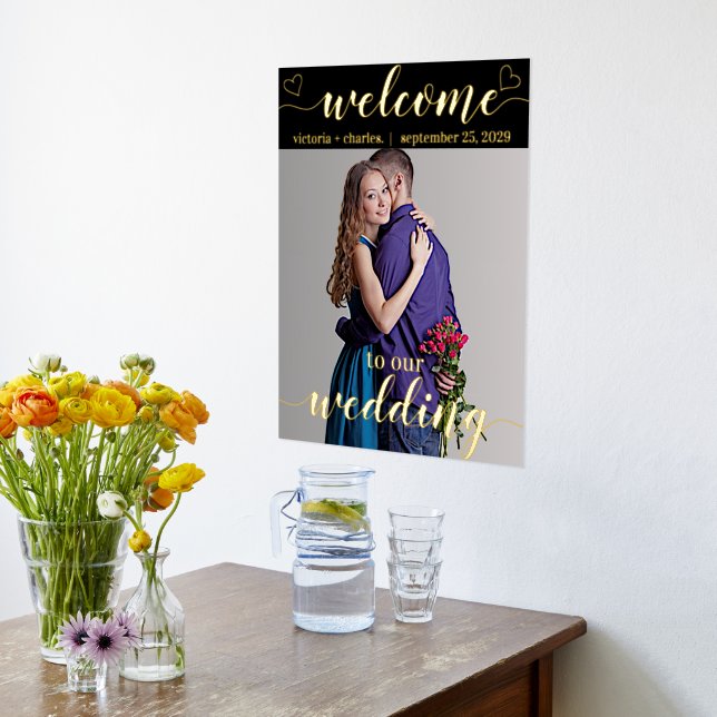 Gold Foil Welcome to our Wedding Your Photo Foil P Foil Prints (Laydown (Kitchen))