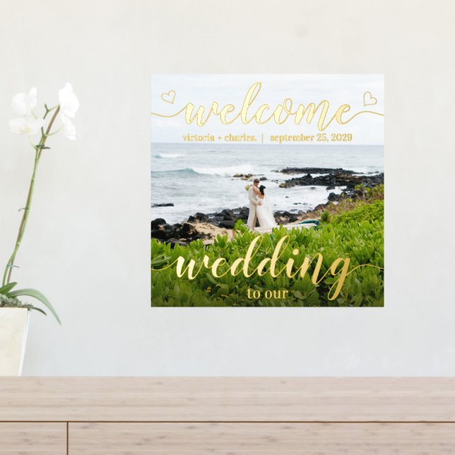 Gold Foil Welcome to our Wedding Your Photo Foil Prints (In Situ (Entry Table))
