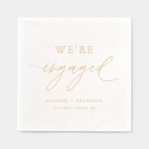 Gold Foil We're Engaged Engagement Party Napkins