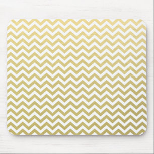 Gold Foil White Chevron Pattern Mouse Mat