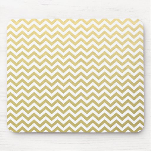 Image of Gold Foil White Chevron Pattern Mouse Mat