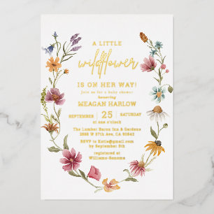 Gold Foil Wildflower Girl Baby Shower