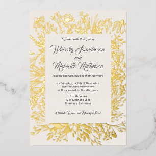Gold Foil Wildflower Greenery Cream Wedding