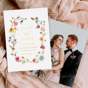Gold Foil Wildflower Photo Save The Date