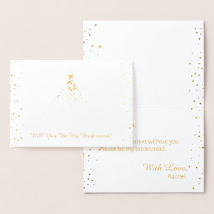 Gold Foil Will You Be My Bridesmaid Confetti Foil Card