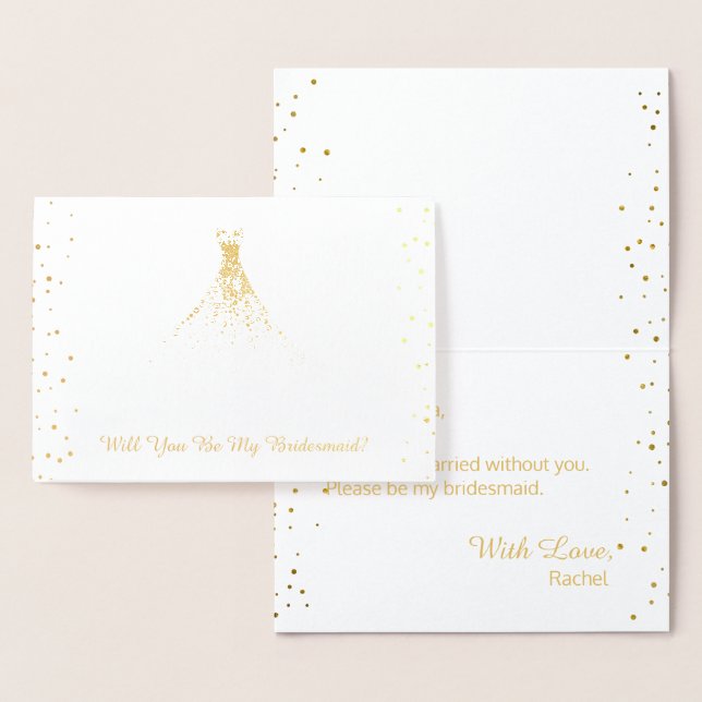 Gold Foil Will You Be My Bridesmaid Confetti Foil Card (Display)