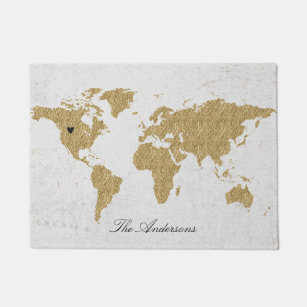 Gold Heart Doormats Welcome Mats Zazzle Co Uk