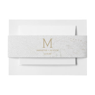 Gold Foil World Map Destination Wedding Monogram Invitation Belly Band