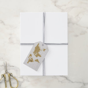 Gold Foil World Map Destination Wedding Thank You Gift Tags