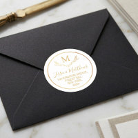 Gold Foil Wreath Custom Monogram Return Address