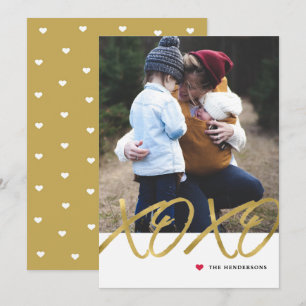 Gold Foil XOXO Valentine Day Photo Card