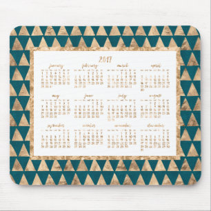 Gold Foil Yearly Calendar 2017 Mouse Pads Petrol