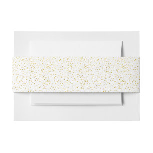 Gold foile confetti,pattern,white,chic,elegant,fun invitation belly band