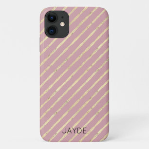 Gold Foils Stripes Personalised Mobile Phone Case
