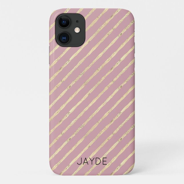 Gold Foils Stripes Personalised Mobile Phone Case (Back)