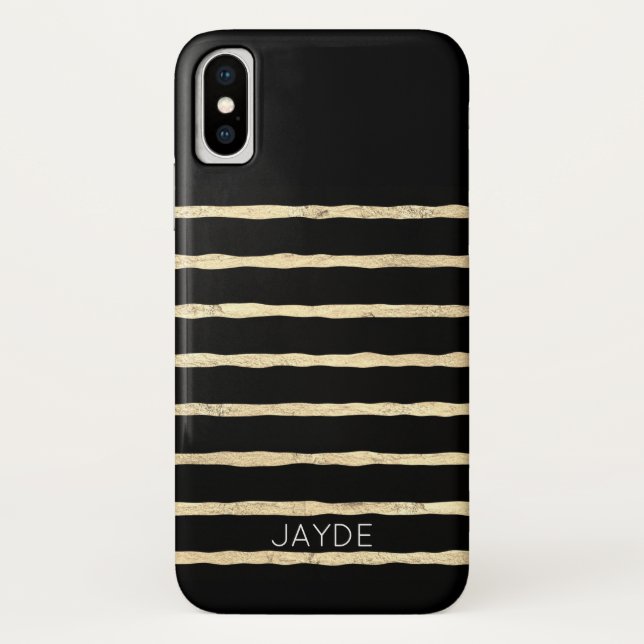 Gold Foils Stripes Personalised Mobile Phone Case (Back)