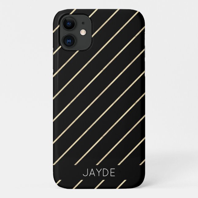 Gold Foils Stripes Personalised Mobile Phone Case (Back)