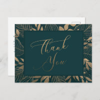 Gold Foliage Border Thank You postcard