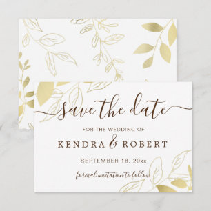 Gold Foliage Botanical Wedding Save the Date