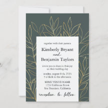 Gold Foliage. Dusty Grey modern Luxury Wedding