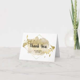 Gold Foliage Effect Wedding Thank You Note Card