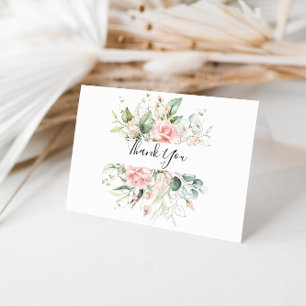 Gold Foliage Floral Folded Wedding Thank You Card