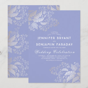 Gold Foliage Lavender Purple Elegant Wedding Invitation