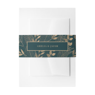 Gold Foliage Leaf Invitation Belly Band