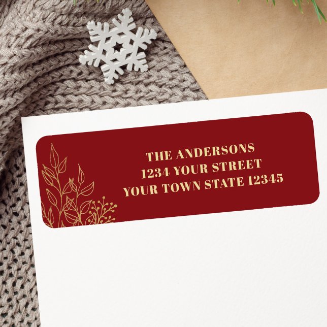 Gold Foliage Red Return Address  (Creator Uploaded)