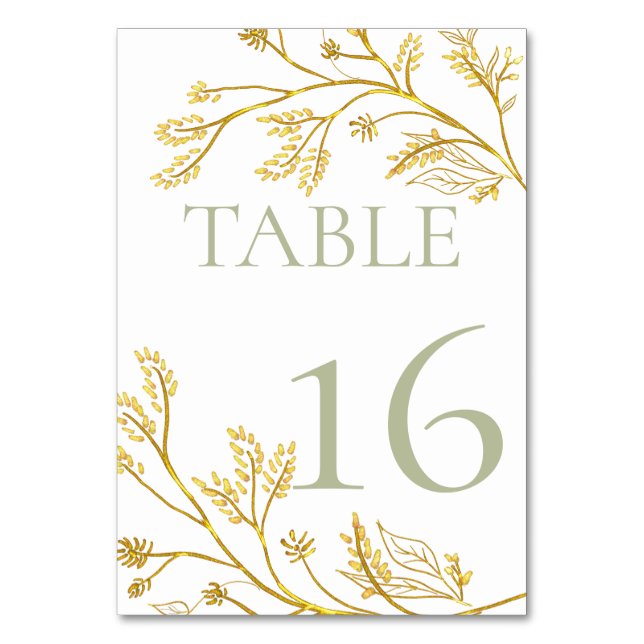 Gold Foliage  Table Number (Front)
